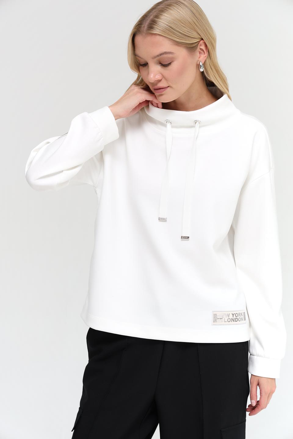 Пуловер Monari белый с капюшоном