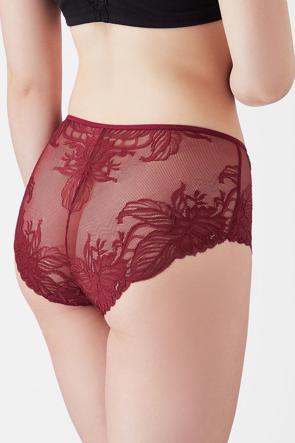 Трусы Lowry с кружевом винный
