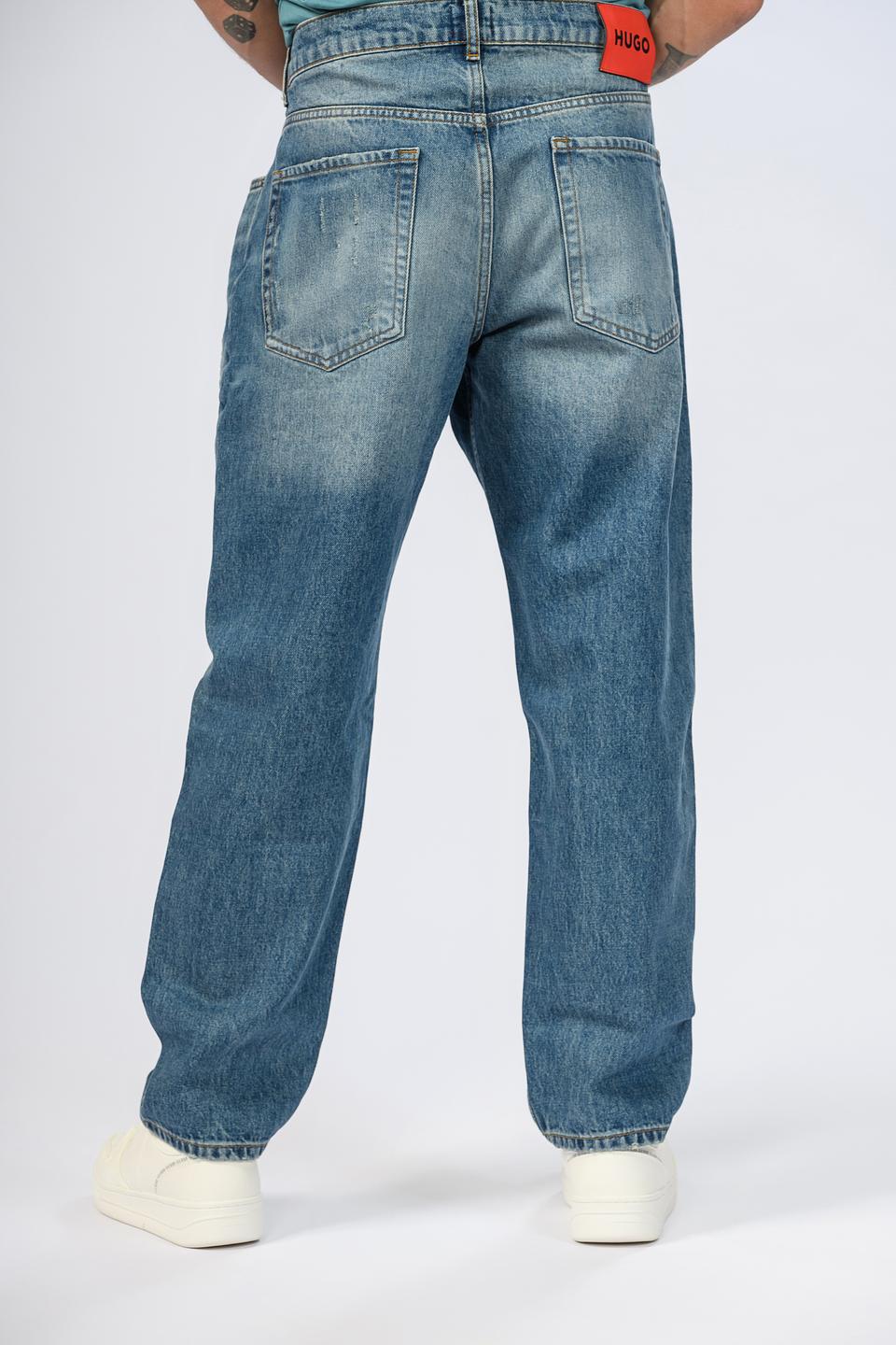 Джинсы Hugo с потертостями синие