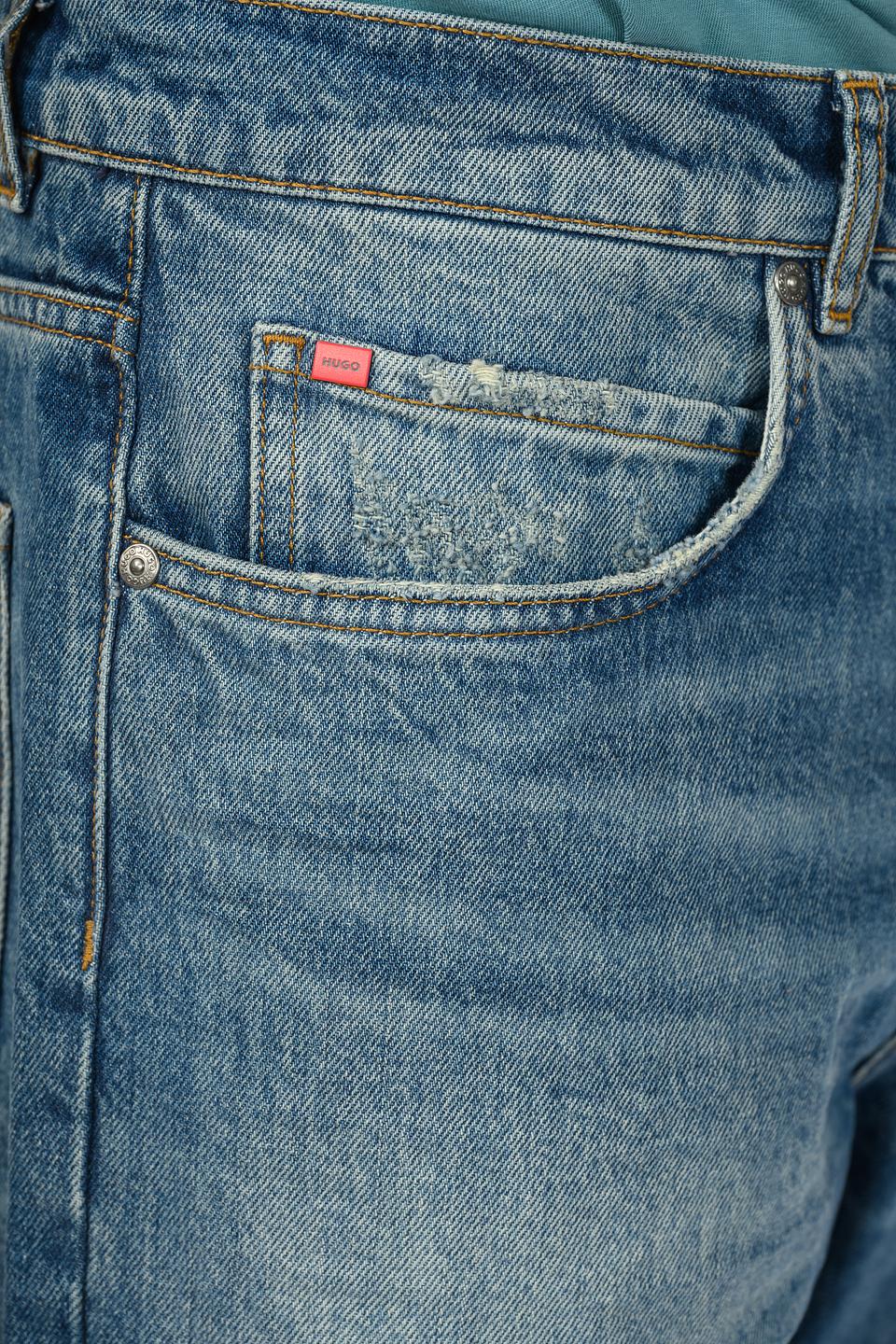 Джинсы Hugo с потертостями синие