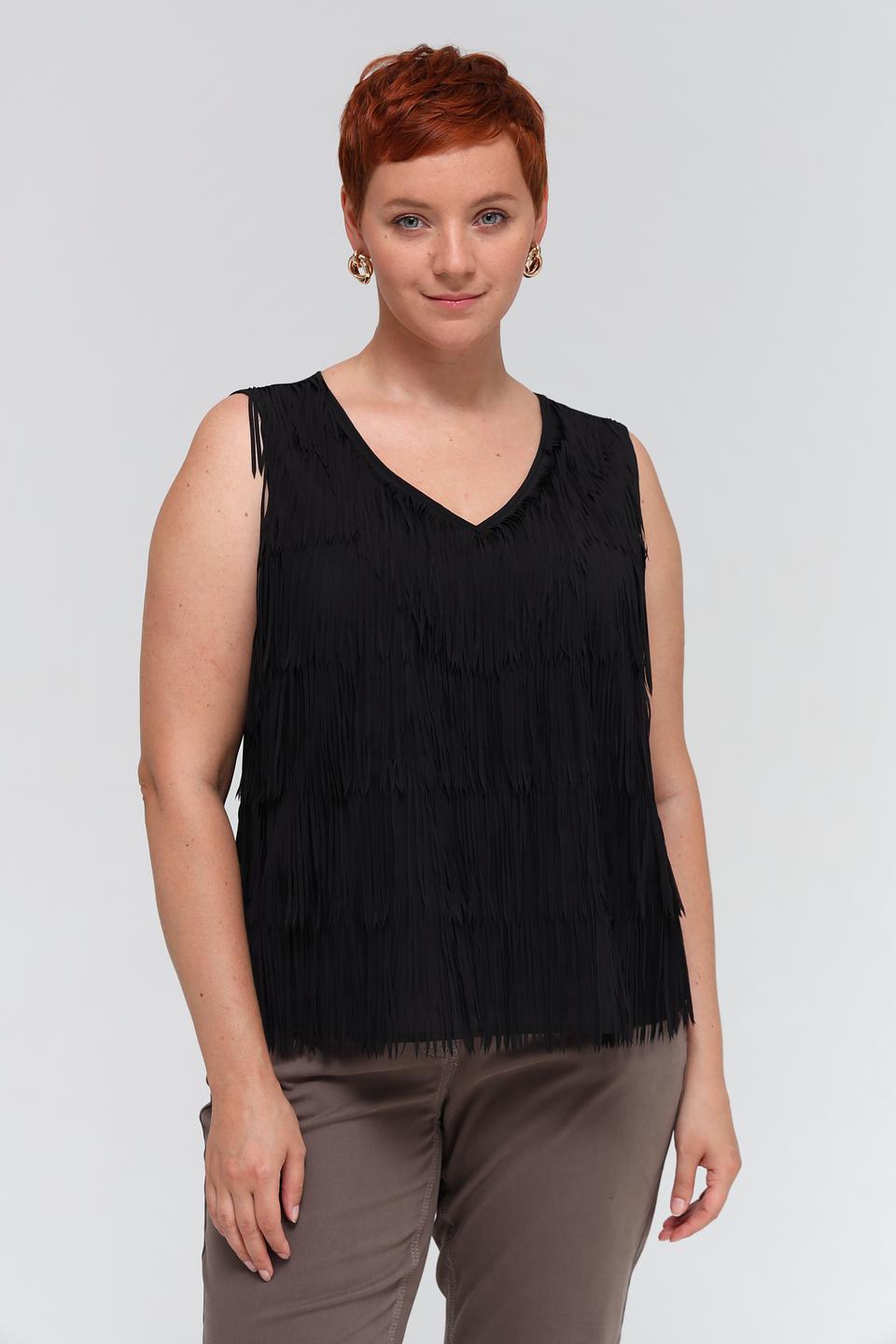 Топ Samoon с бахромой чёрный