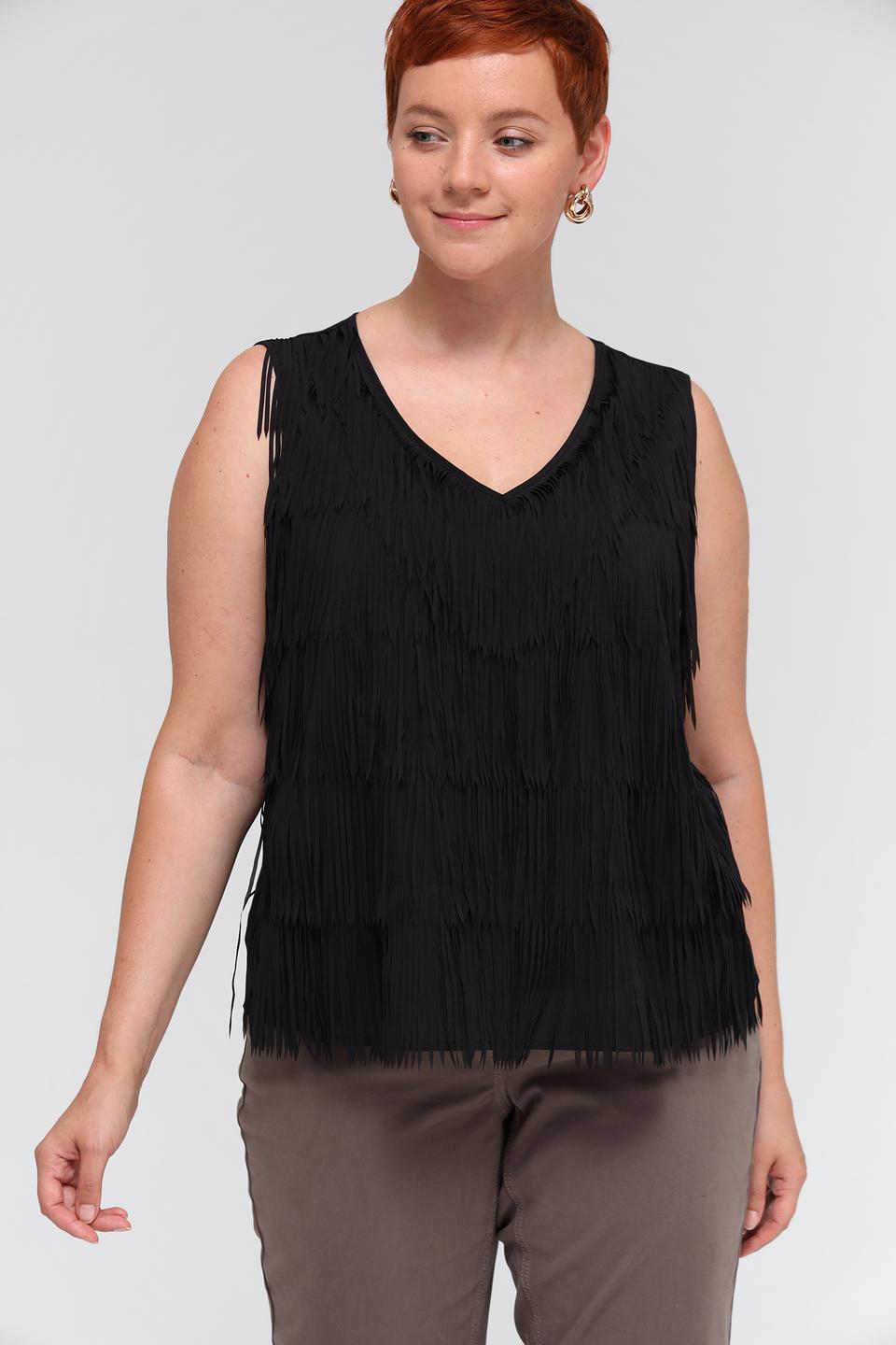Топ Samoon с бахромой чёрный