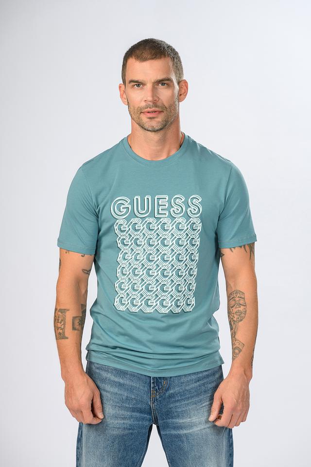 Футболка Guess логотип бирюзовый