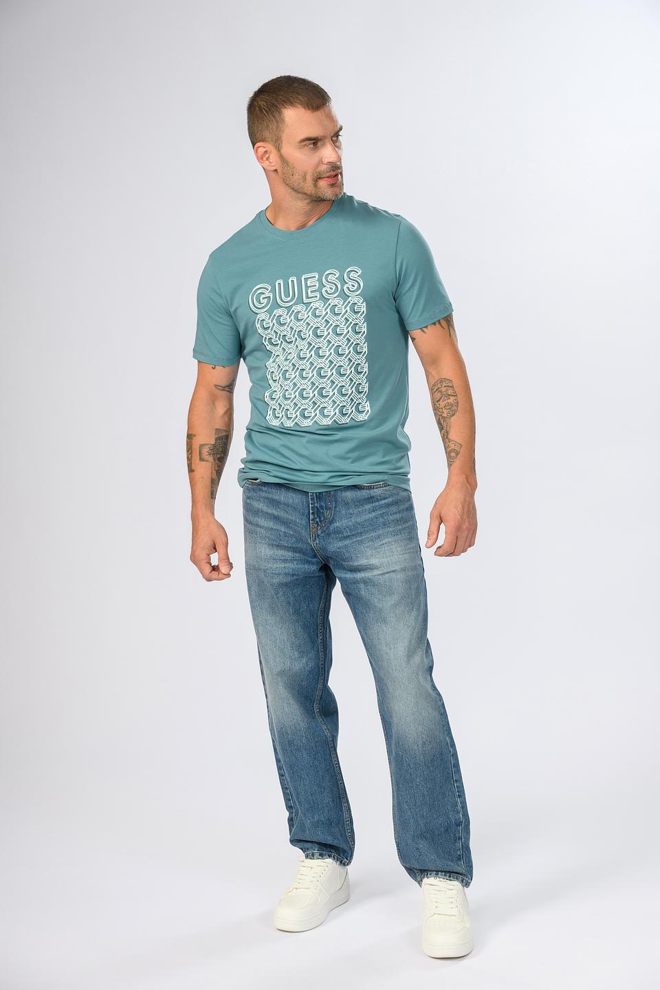 Футболка Guess логотип бирюзовый