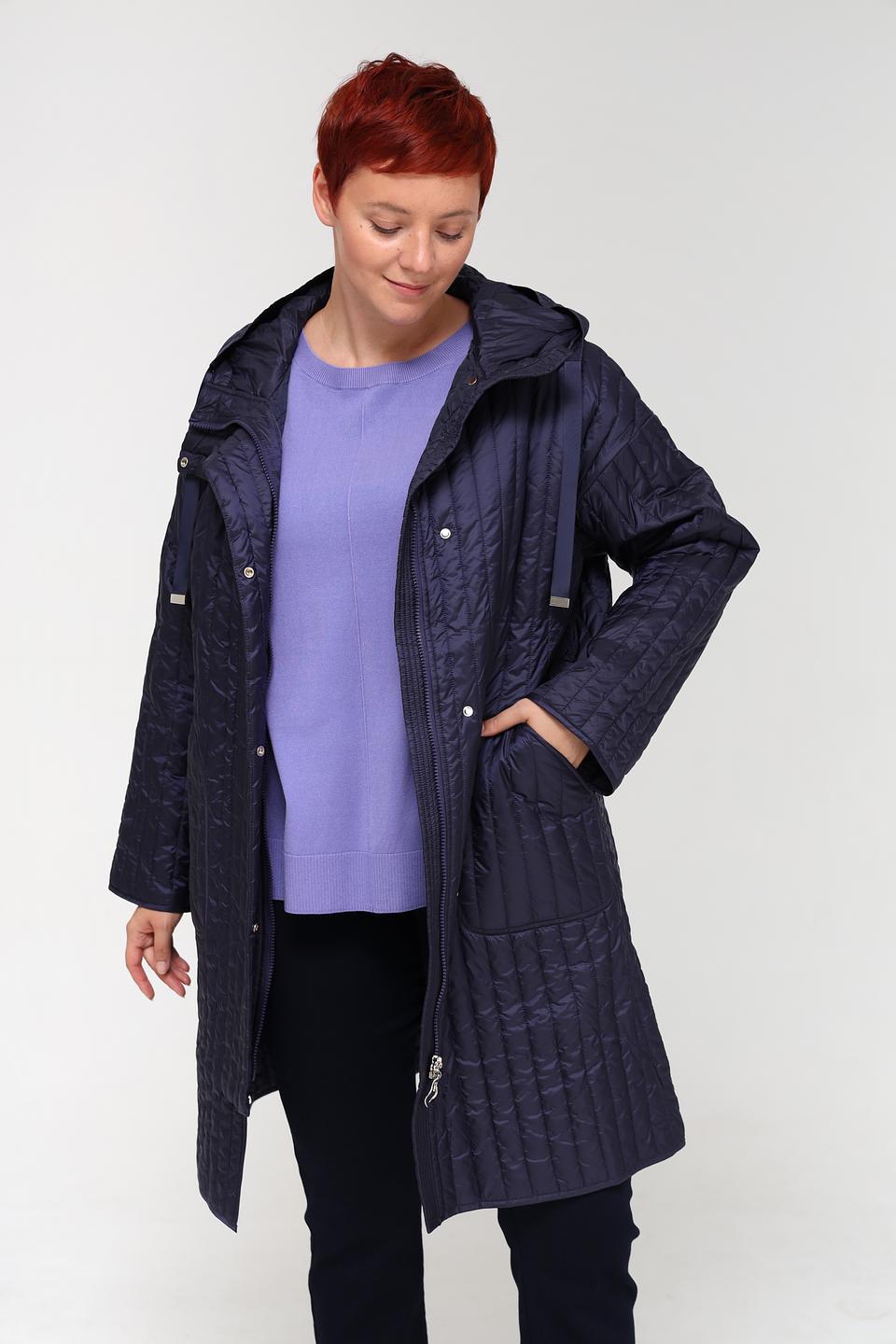 Пальто Pezzo стеганое тёмно-синее