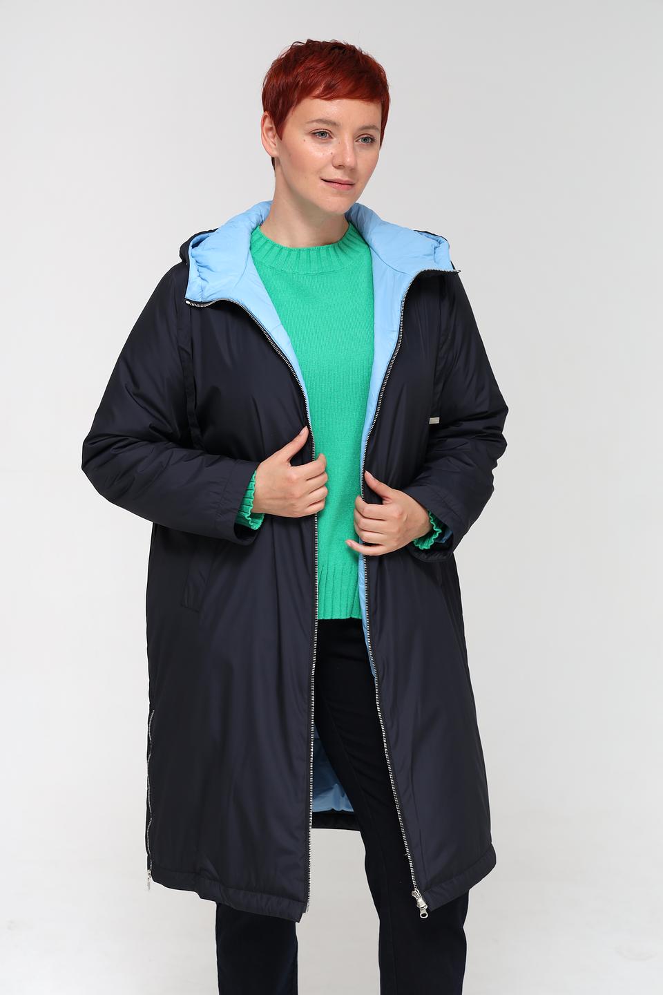 Пальто Pezzo стеганое тёмно-синее