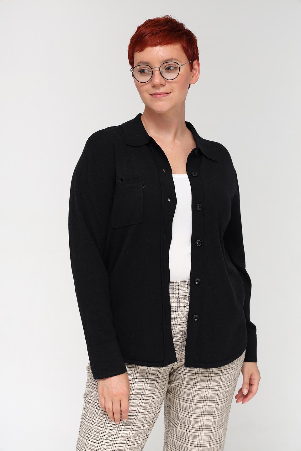 Рубашка Lebek чёрная с карманом