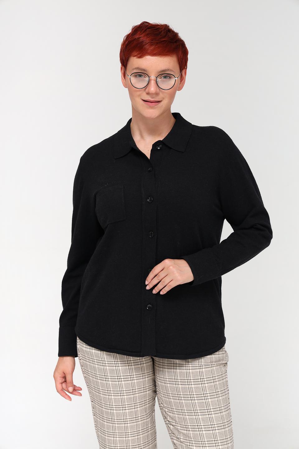 Рубашка Lebek чёрная с карманом