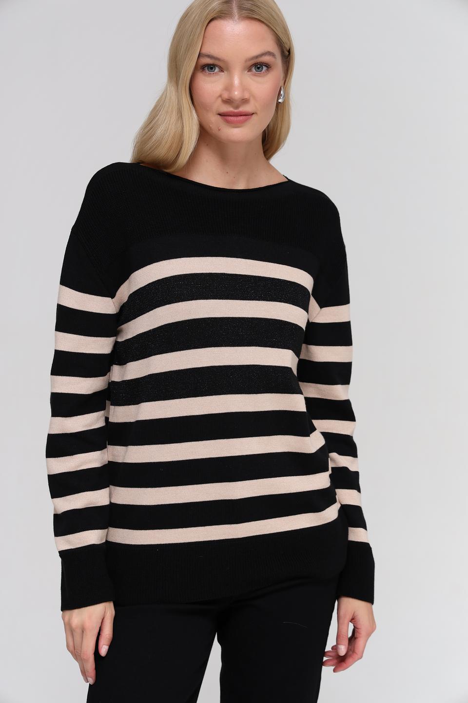 Пуловер Lebek в полоску чёрный