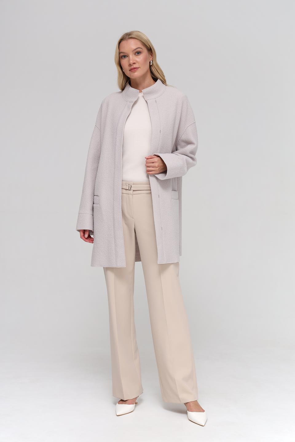 Пальто Oui шерстяное бежевое