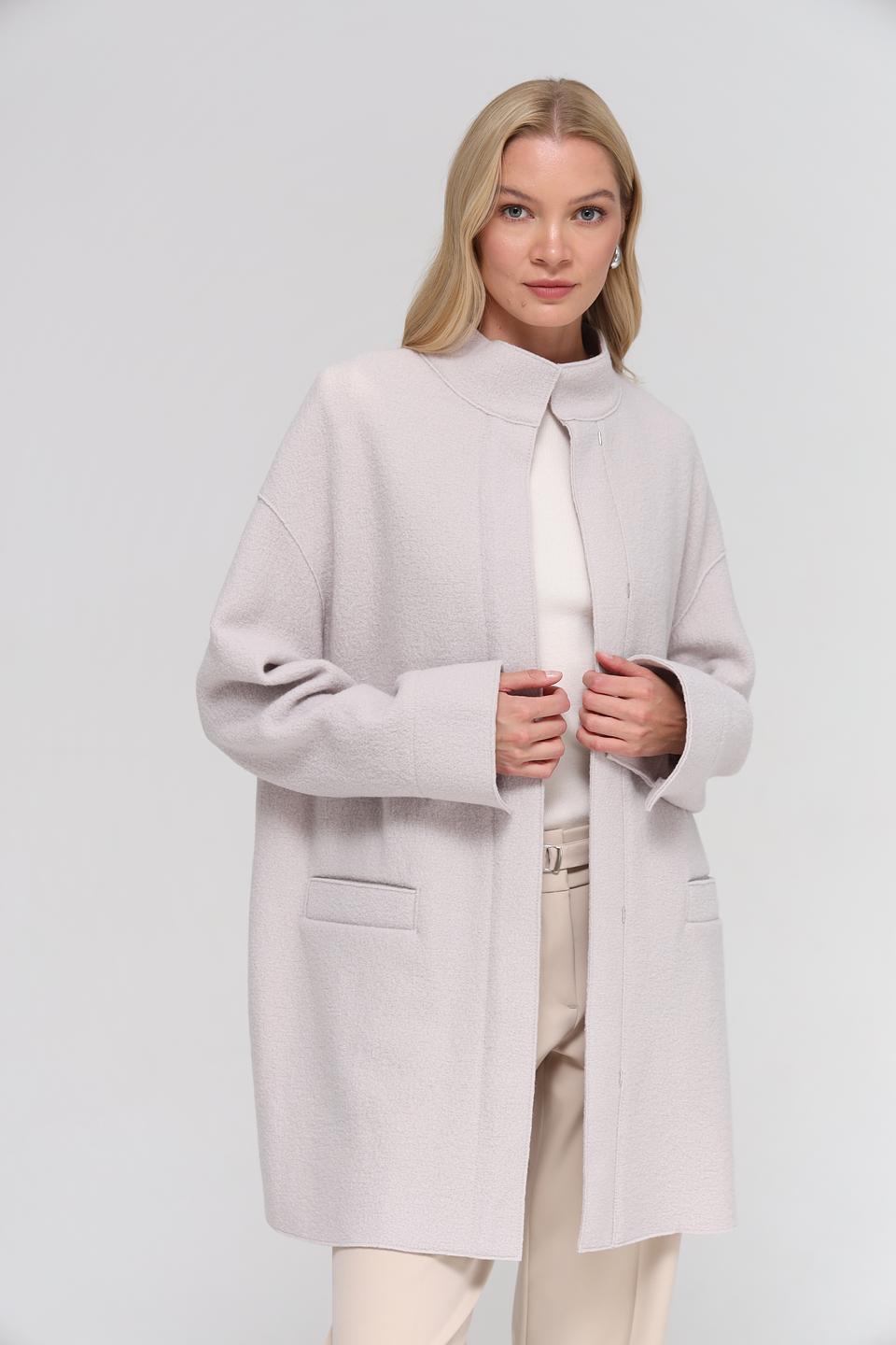 Пальто Oui шерстяное бежевое