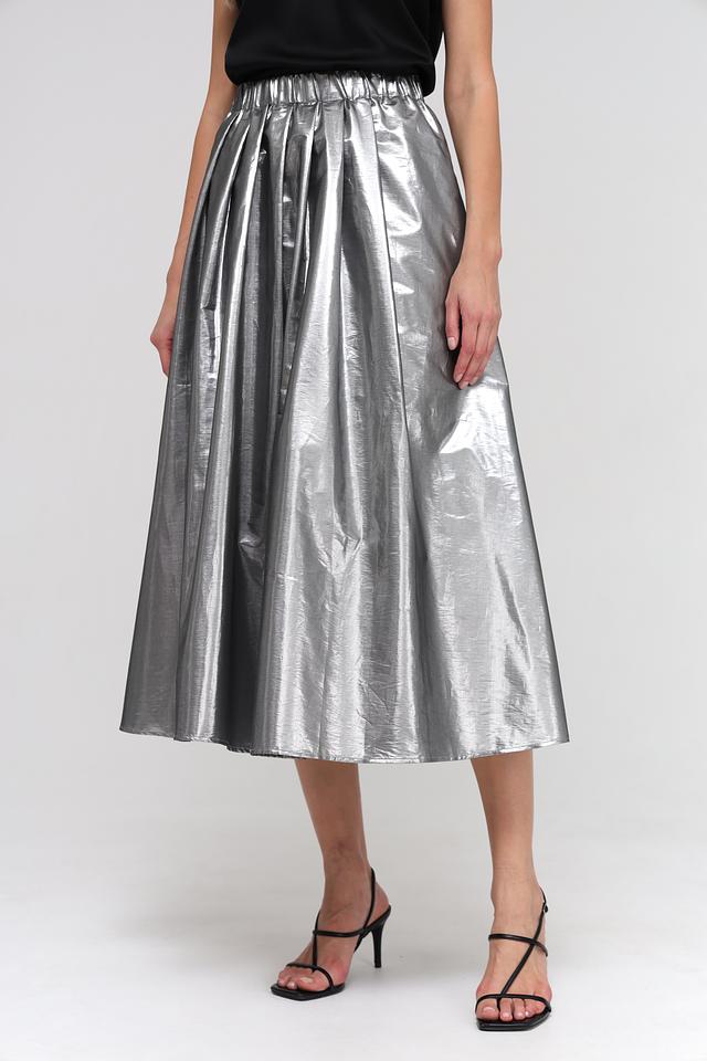 Юбка Oui плиссированная серебристая