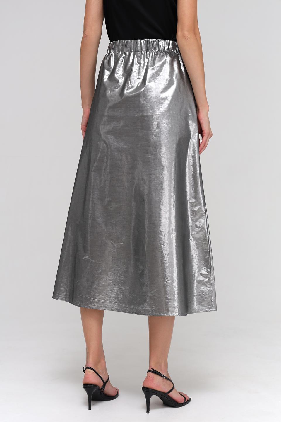 Юбка Oui плиссированная серебристая