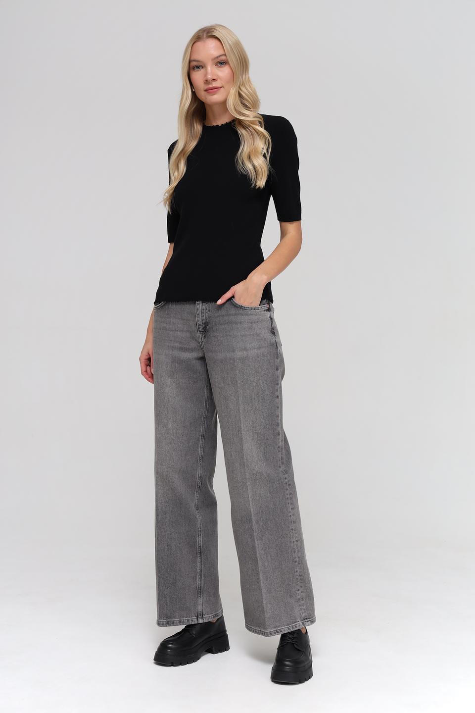 Пуловер Oui с коротким рукавом чёрный