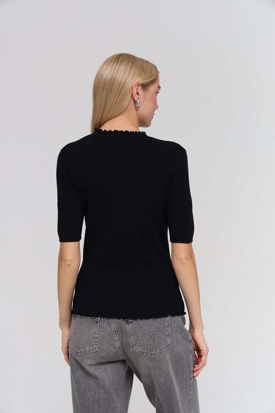 Пуловер Oui с коротким рукавом чёрный