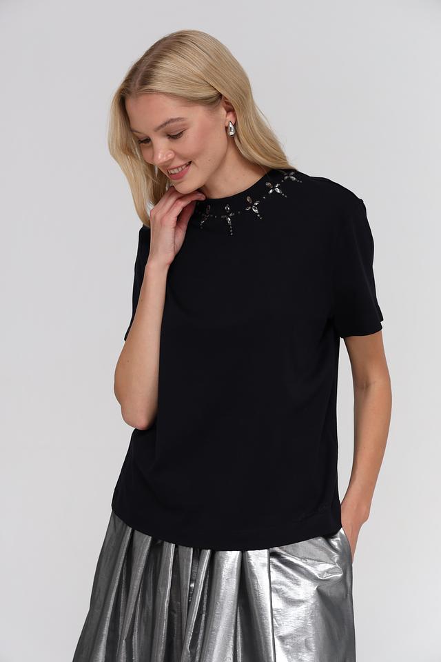 Футболка Marc Cain с кристаллами, чёрная