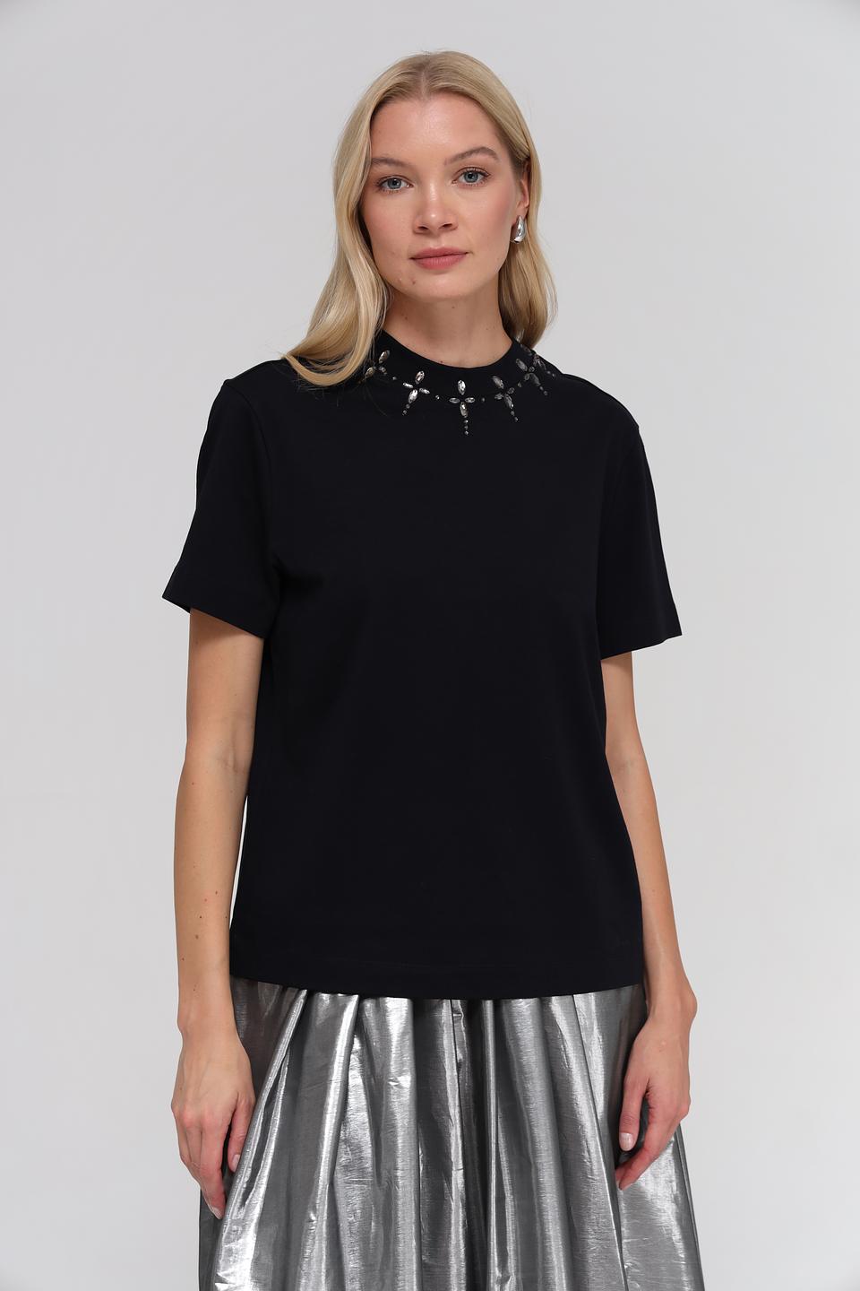 Футболка Marc Cain с кристаллами, чёрная