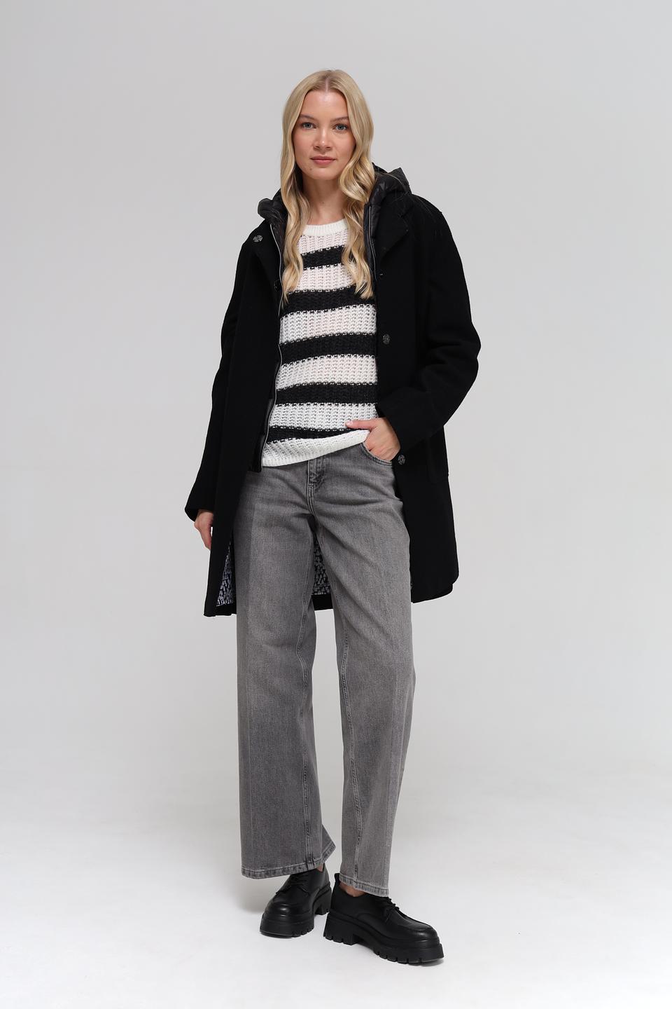 Пальто Bugatti чёрное с капюшоном