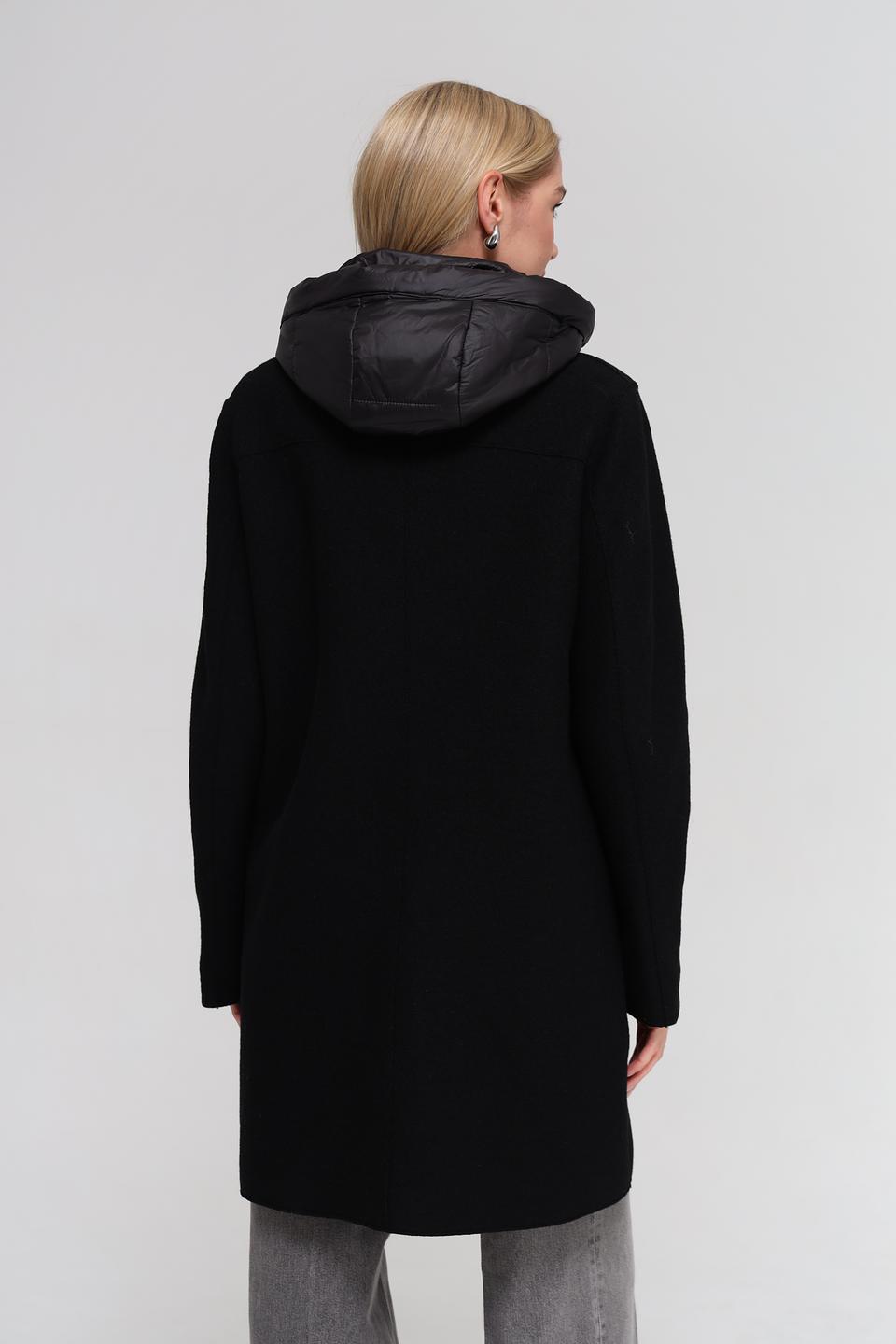 Пальто Bugatti чёрное с капюшоном