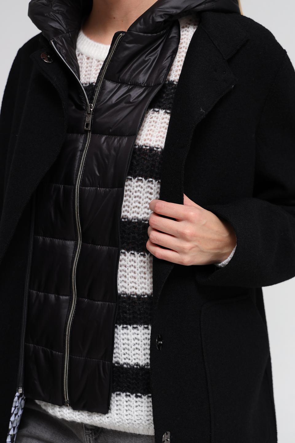 Пальто Bugatti чёрное с капюшоном