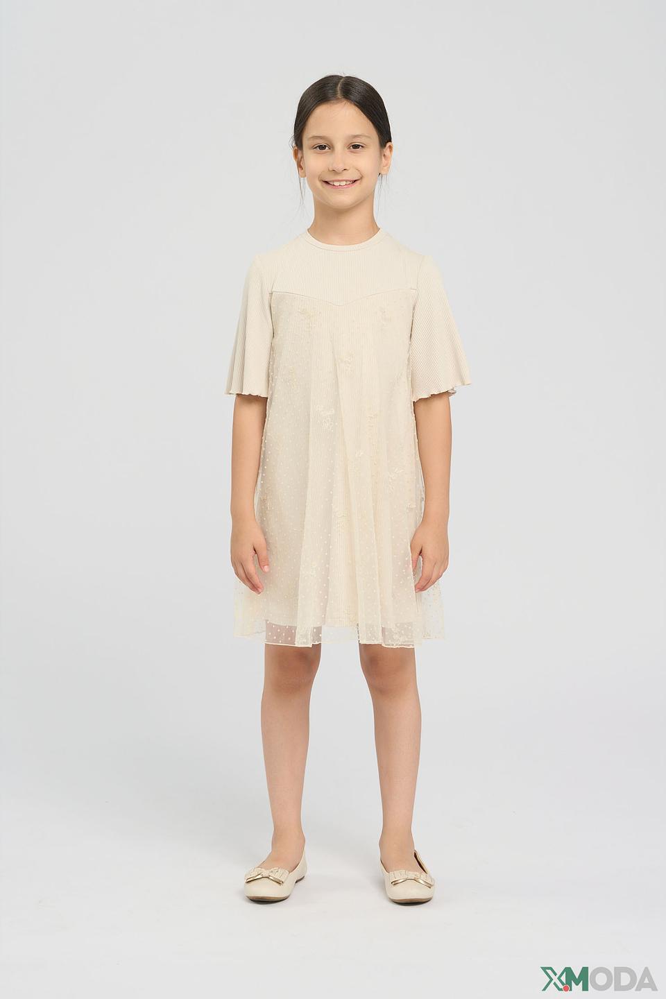 Платье Choupette дев. с оборками бежевое