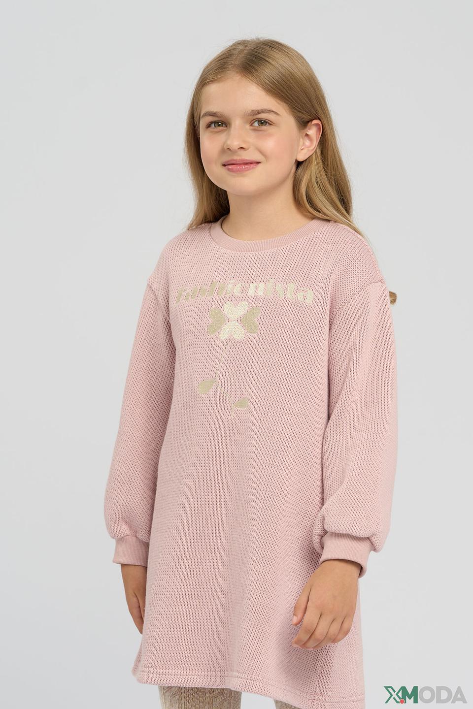 Платье Choupette Розовое с вышивкой для девочки