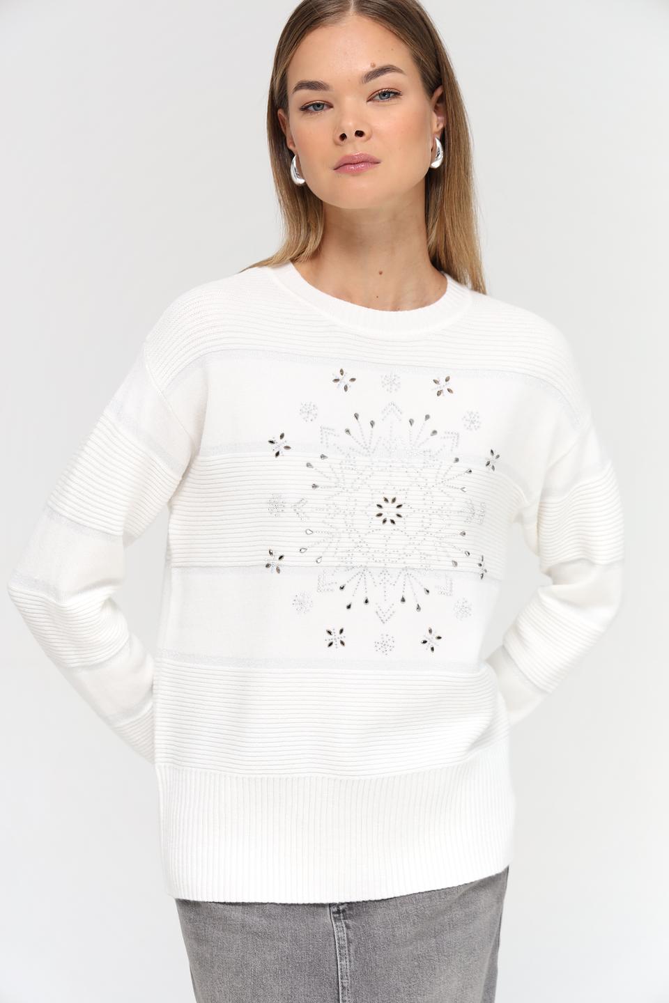 Пуловер Passioni с вышивкой снежинки