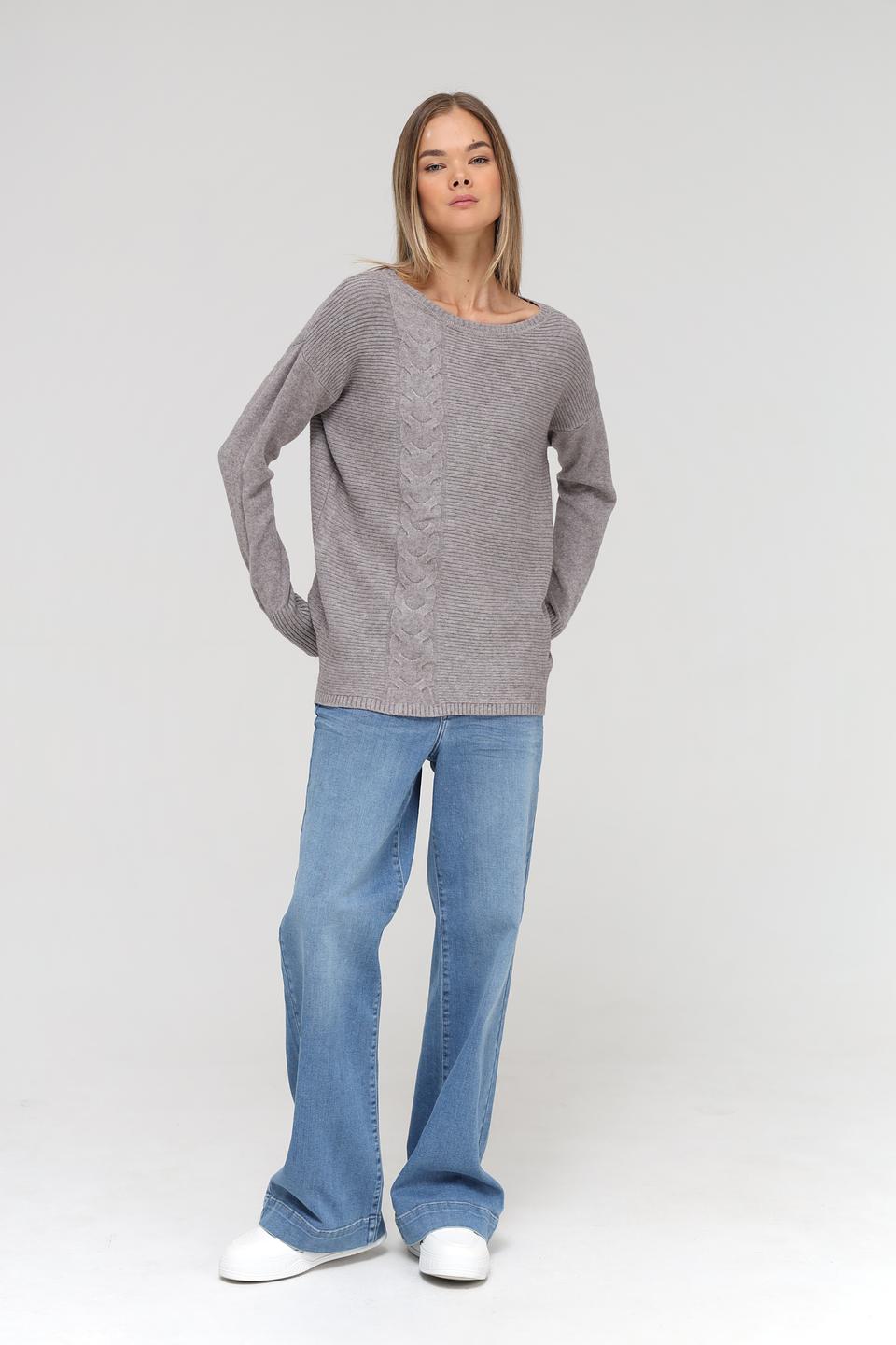 Пуловер Passioni серый с косами