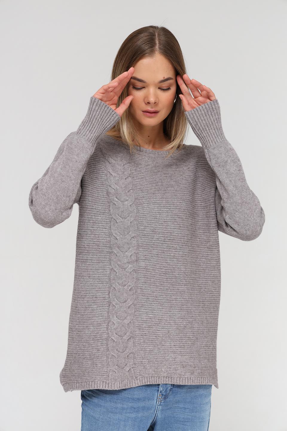 Пуловер Passioni серый с косами