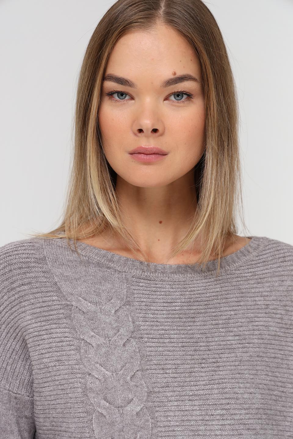 Пуловер Passioni серый с косами