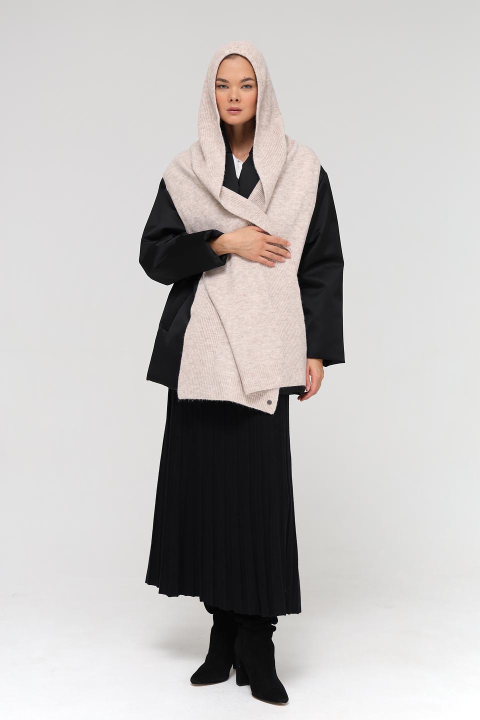 Шарф Fraas бежевый с капюшоном