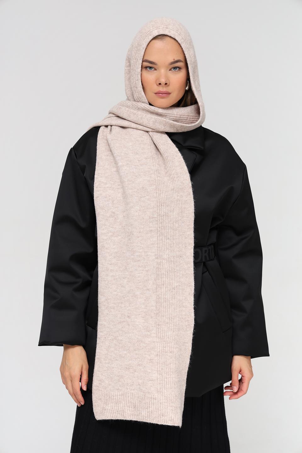 Шарф Fraas бежевый с капюшоном