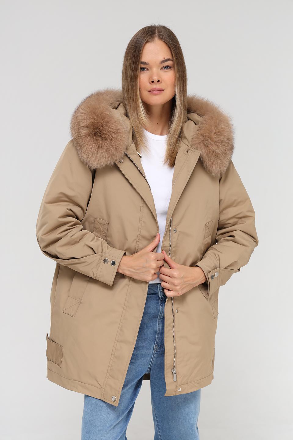 Куртка Electra style бежевая с мехом