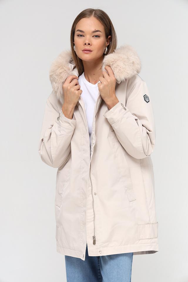 Куртка Electra style бежевая с мехом