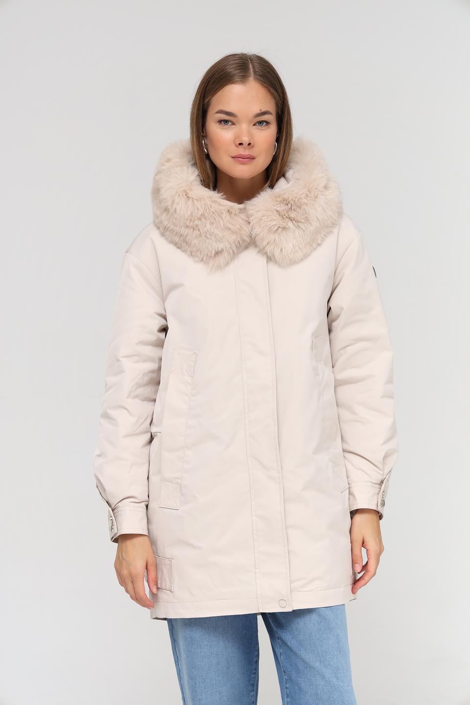Куртка Electra style бежевая с мехом