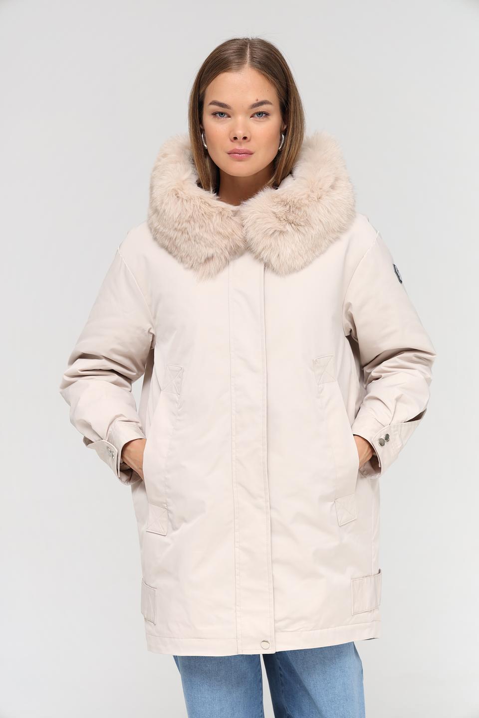 Куртка Electra style бежевая с мехом