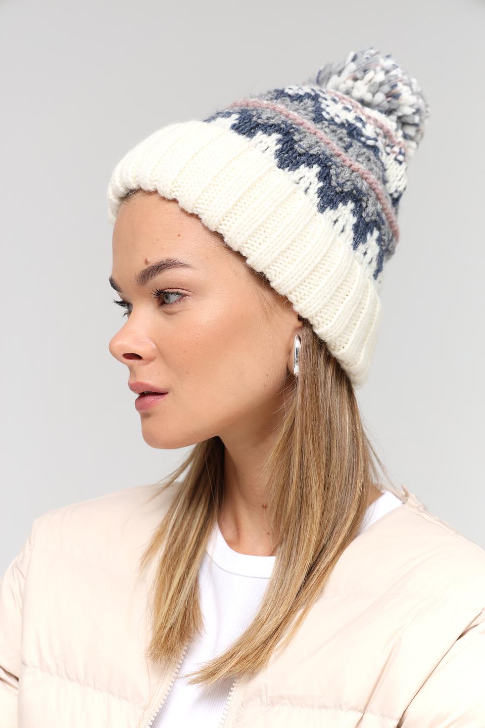 Шапка Marhatter с помпоном белая