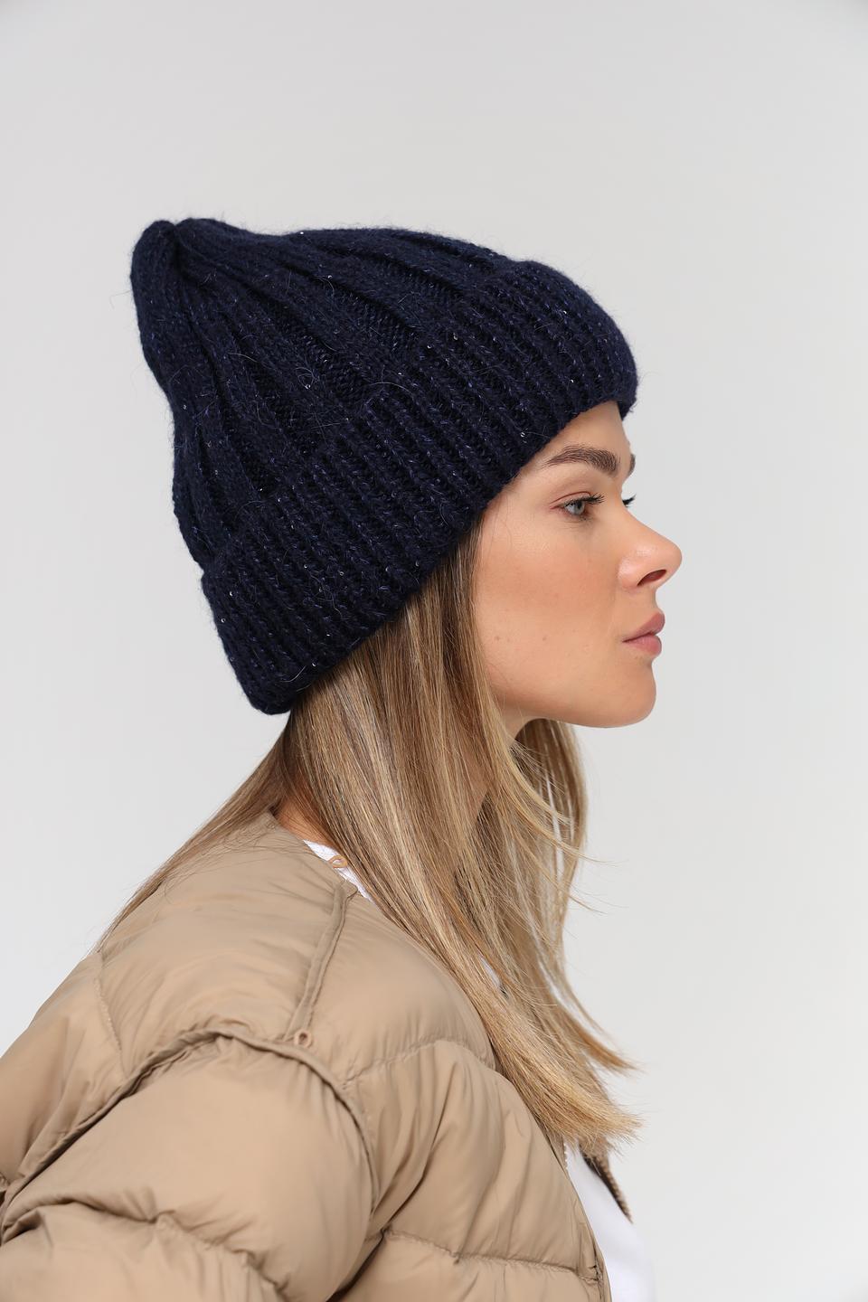 Шапка Marhatter вязаная тёмно-синяя