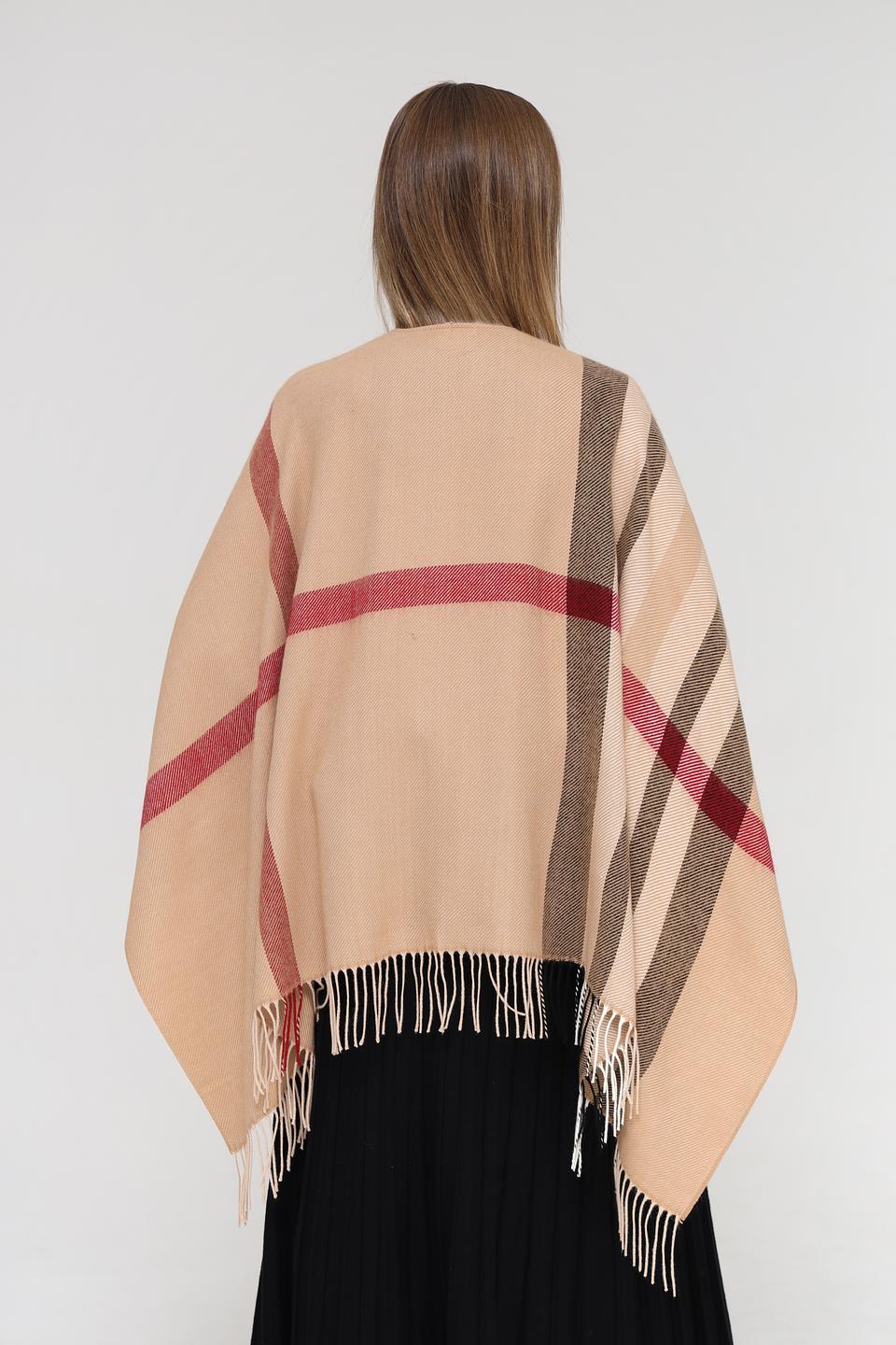 Пончо Fraas в клетку бежевое