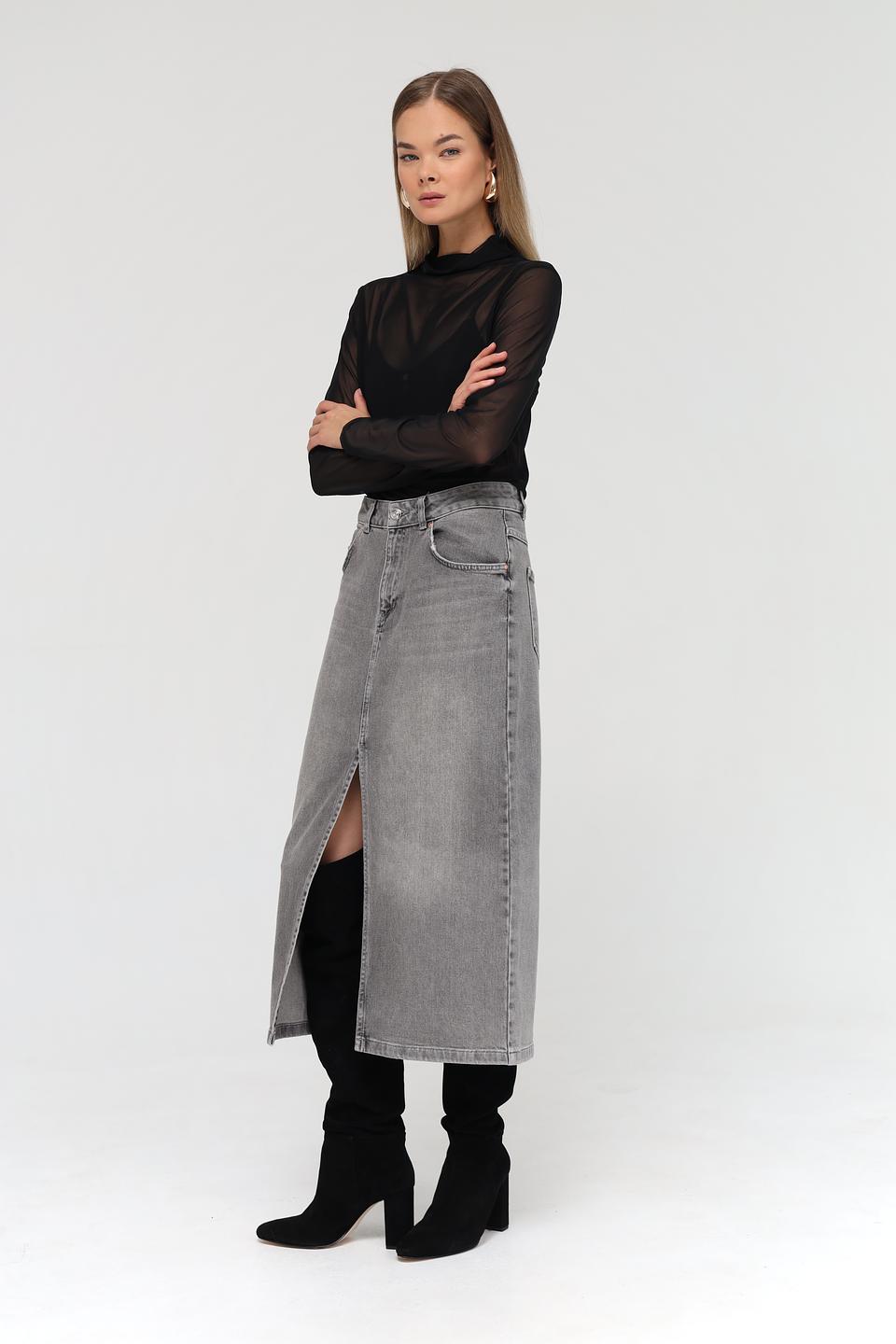 Юбка Oui деним серая