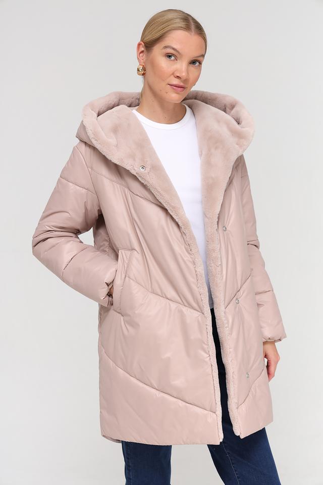 Пальто Electra style стеганое пудровое