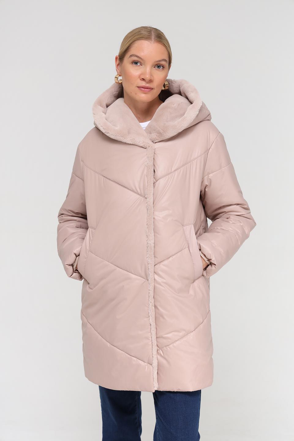 Пальто Electra style стеганое пудровое