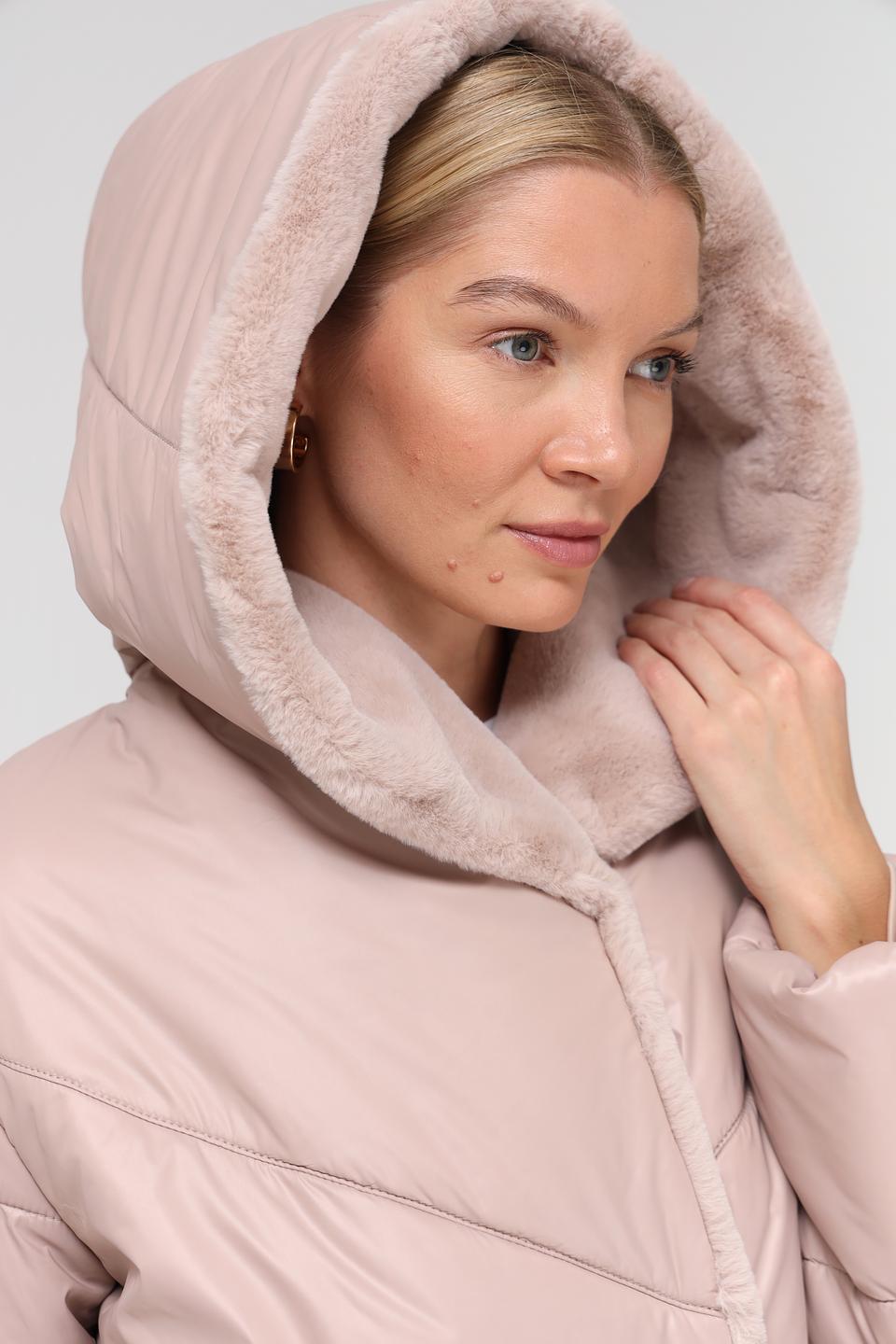 Пальто Electra style стеганое пудровое