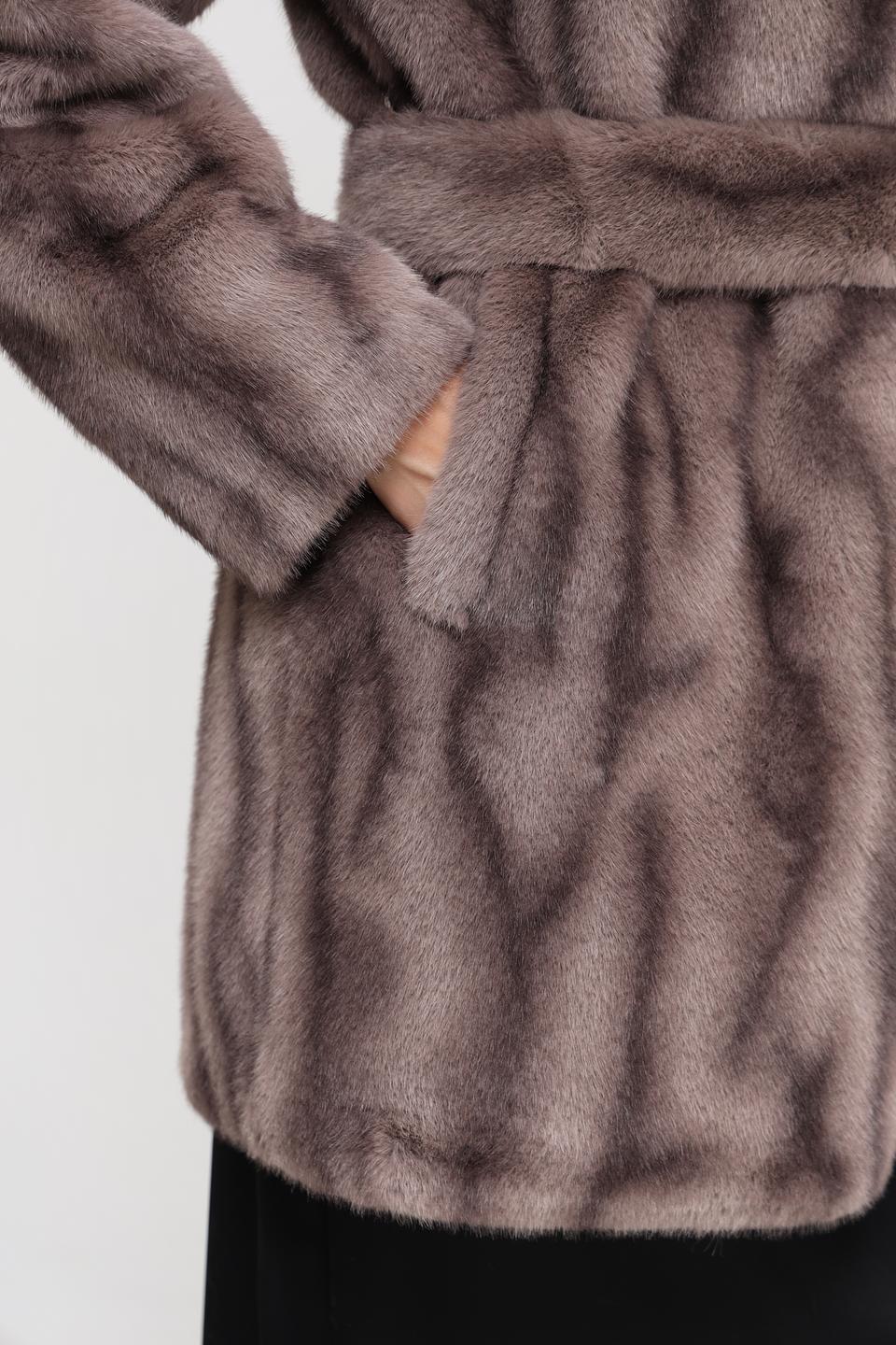 Шуба Electra style с капюшоном серая