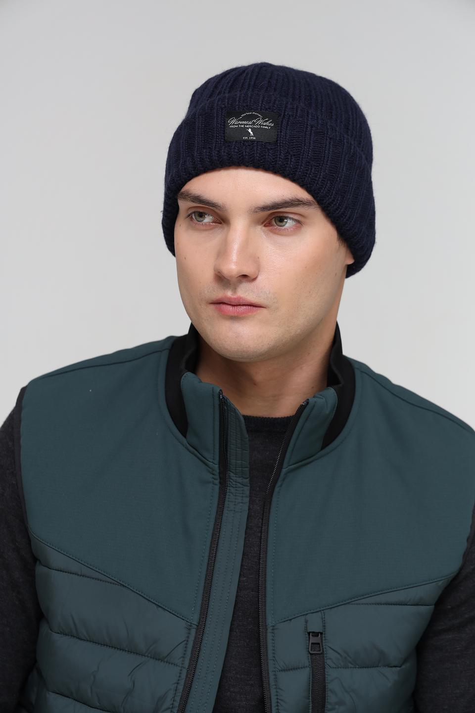 Шапка ADL man вязаная тёмно-синяя