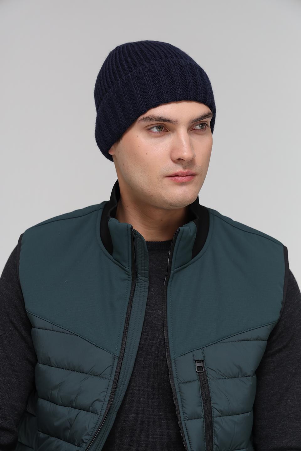 Шапка ADL man вязаная тёмно-синяя