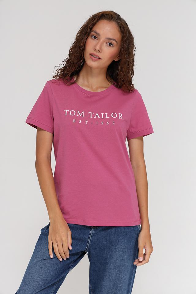Футболка Tom Tailor малиновая с логотипом
