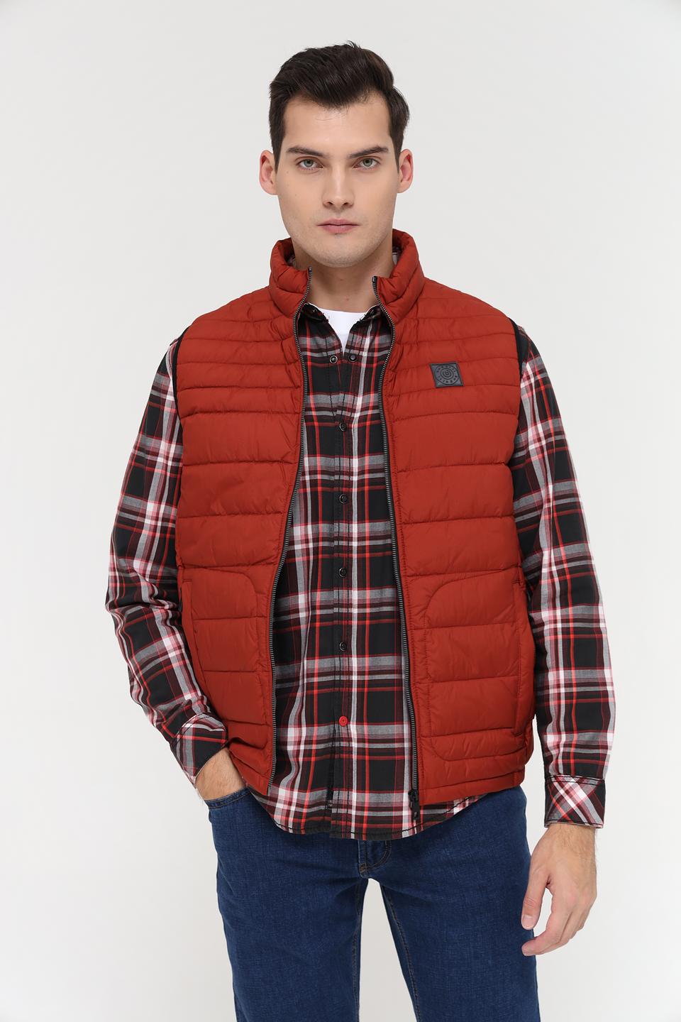 Жилет Bugatti стеганый терракотовый
