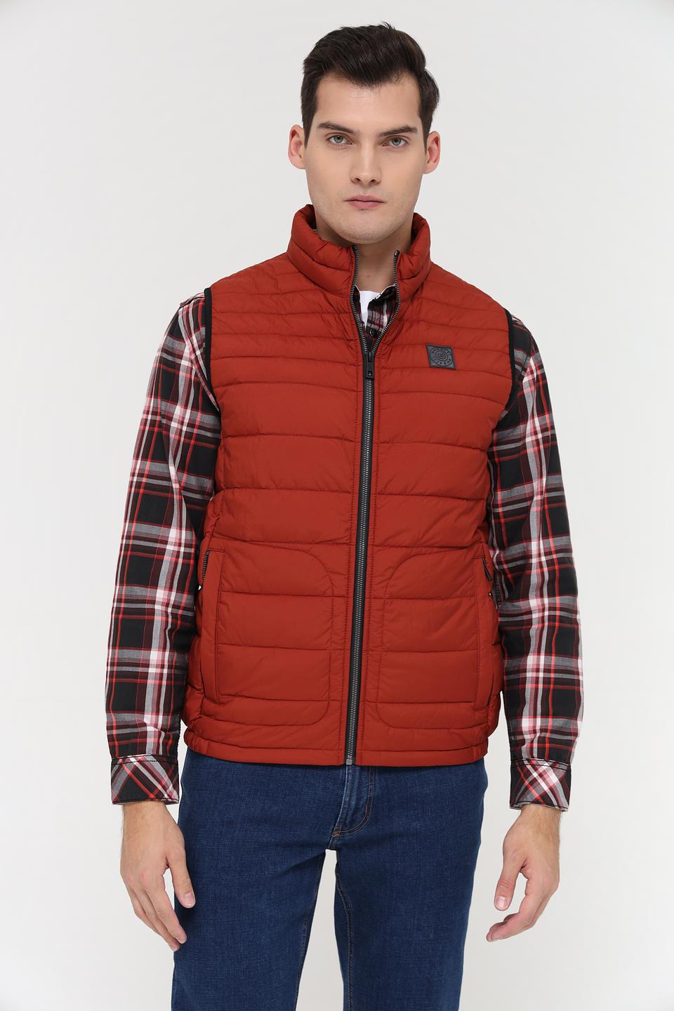Жилет Bugatti стеганый терракотовый