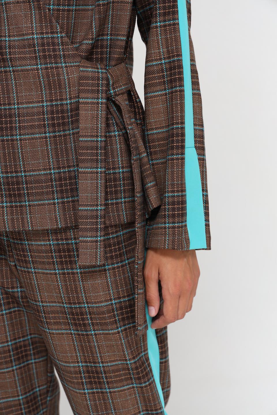 Жакет Beatris в клетку с бирюзовой отделкой